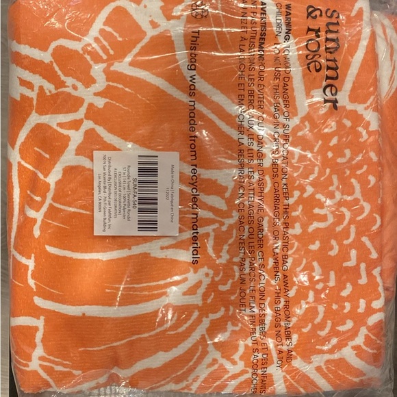 Summer and Rose Round towel - 57” or 145cm. Orange. - Picture 2 of 2